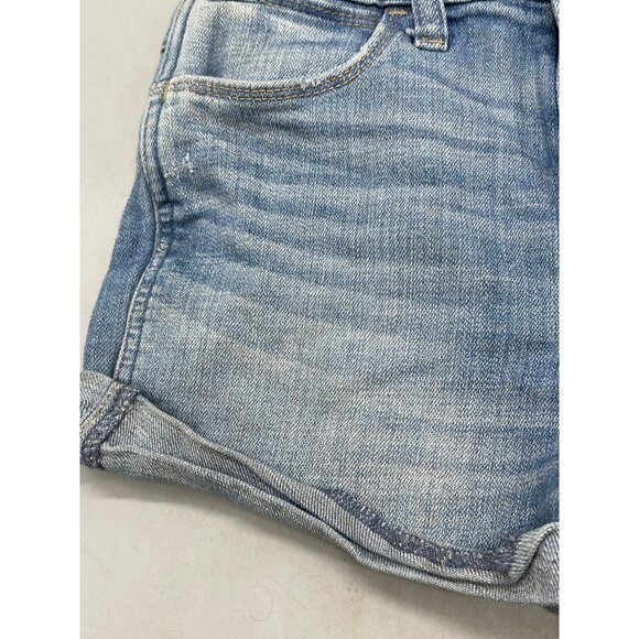 Abercrombie &amp; Fitch shorts high rise Medium blue wash folded bottom READ - Picture 2 of 8